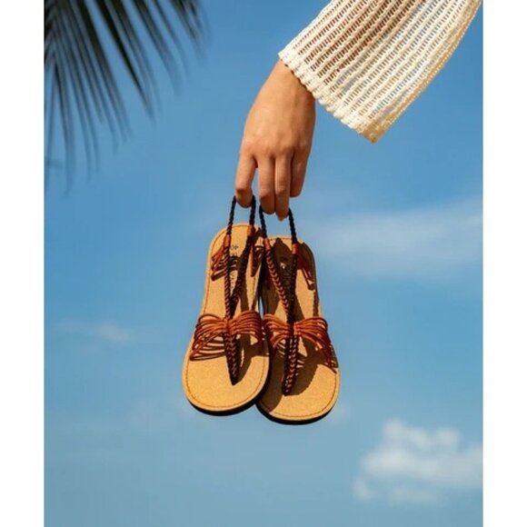 Bokyna Seastar Comfort Sandal Caramel Brown Cork Sole Sz EU 39/US 8 NWOT - Picture 2 of 9